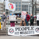 Native American and image activists have decried the logo (and name) of the Cleveland Indians team for years. Protesters voice their opinion outside Progressive Field on April 4, 2014, in Cleveland. (Jason Miller/Getty Images)